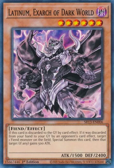 Latinum, Exarch of Dark World SR13-EN006 Yu-Gi-Oh card from Structure Deck: Dark World
