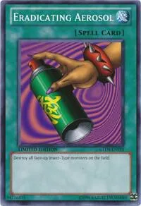 Eradicating Aerosol GLD4-EN034 Yu-Gi-Oh card from Gold Series 4: Pyramids Edition