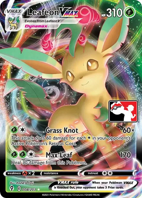 Leafeon VMAX #008/203 Holofoil Pokémon card from Prize Pack Series Cards