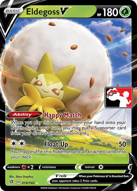 Eldegoss V #019/192 Holofoil Pokémon card from Prize Pack Series Cards