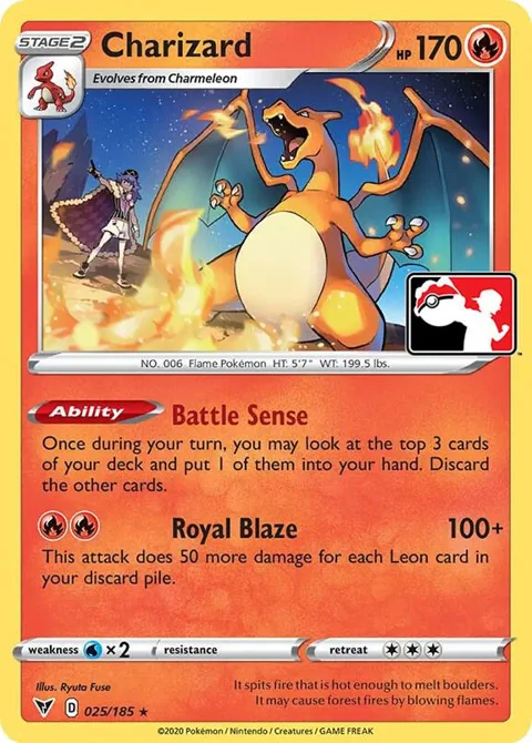Charizard #025/185 Pokémon card from Prize Pack Series Cards
