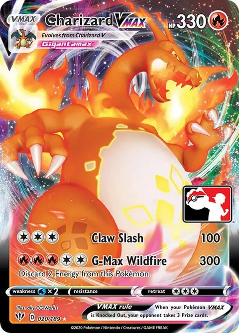 Charizard VMAX #020/189 Holofoil Pokémon card from Prize Pack Series Cards