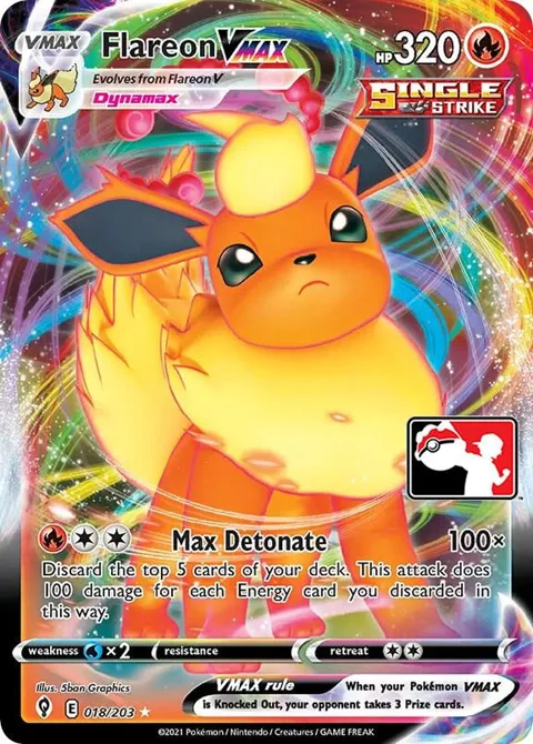 Flareon VMAX #018/203 Holofoil Pokémon card from Prize Pack Series Cards