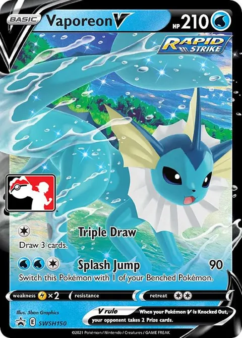 Vaporeon V #SWSH150 Holofoil Pokémon card from Prize Pack Series Cards