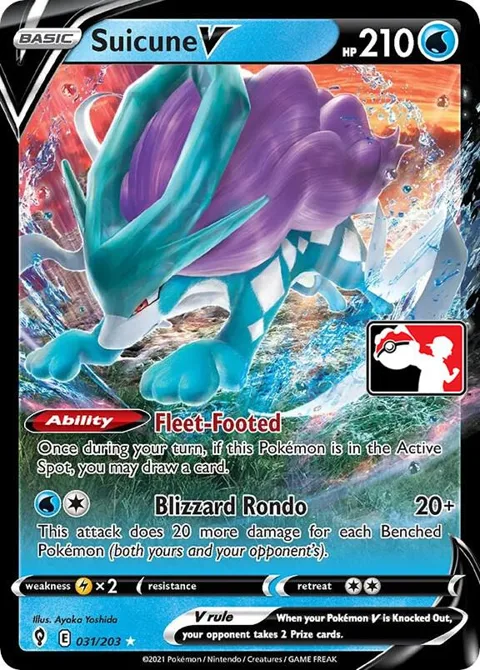Suicune V #031/203 Holofoil Pokémon card from Prize Pack Series Cards