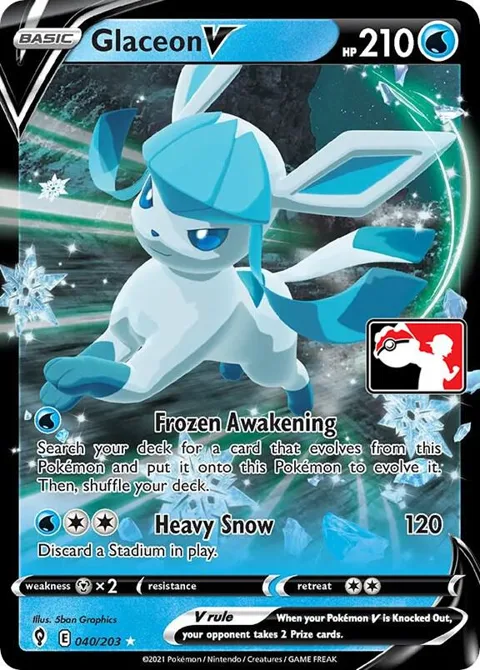 Glaceon V #040/203 Holofoil Pokémon card from Prize Pack Series Cards