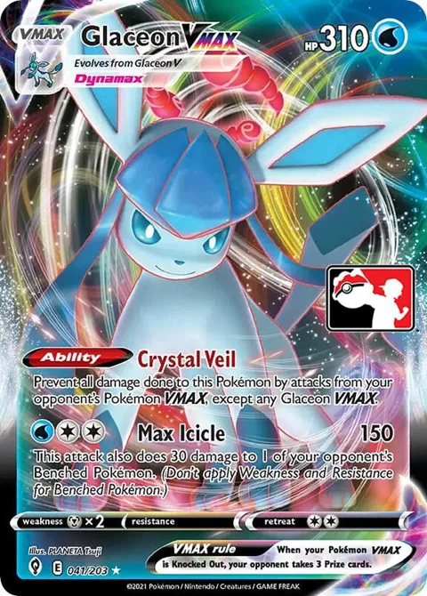 Glaceon VMAX #041/203 Holofoil Pokémon card from Prize Pack Series Cards