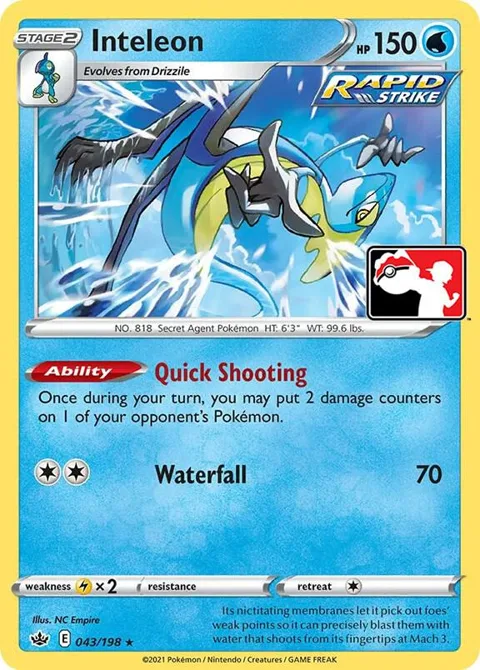 Inteleon #043/198 Holofoil Pokémon card from Prize Pack Series Cards