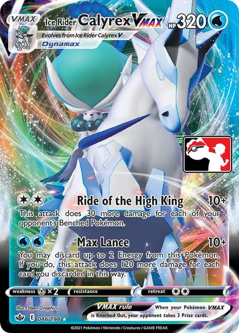 Ice Rider Calyrex VMAX #046/198 Holofoil Pokémon card from Prize Pack Series Cards