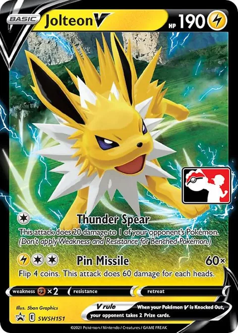Jolteon V #SWSH151 Holofoil Pokémon card from Prize Pack Series Cards
