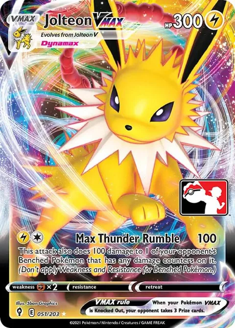 Jolteon VMAX #051/203 Holofoil Pokémon card from Prize Pack Series Cards