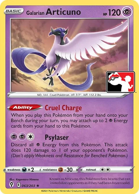 Galarian Articuno #063/203 Pokémon card from Prize Pack Series Cards