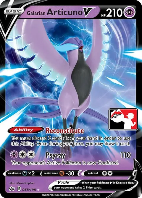 Galarian Articuno V #058/198 Holofoil Pokémon card from Prize Pack Series Cards