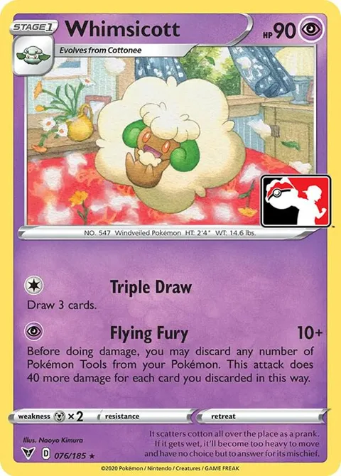 Whimsicott #076/185 Pokémon card from Prize Pack Series Cards