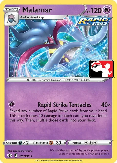 Malamar #070/198 Holofoil Pokémon card from Prize Pack Series Cards