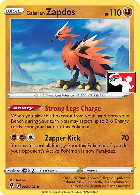 Galarian Zapdos #082/203 Pokémon card from Prize Pack Series Cards