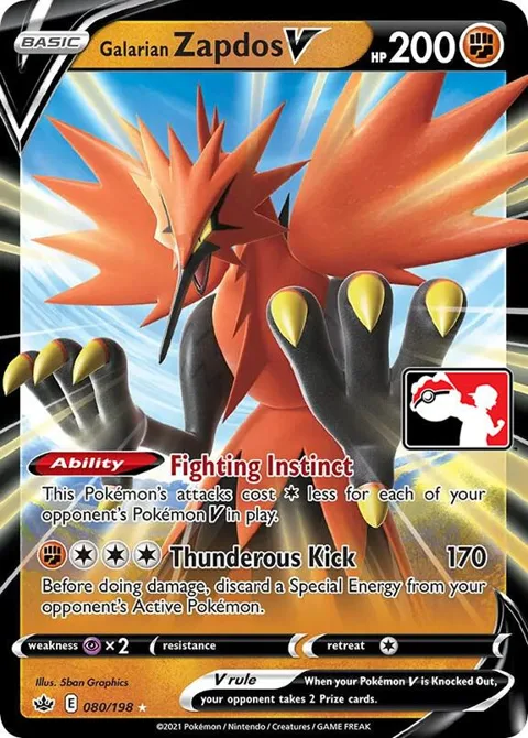 Galarian Zapdos V #080/198 Holofoil Pokémon card from Prize Pack Series Cards