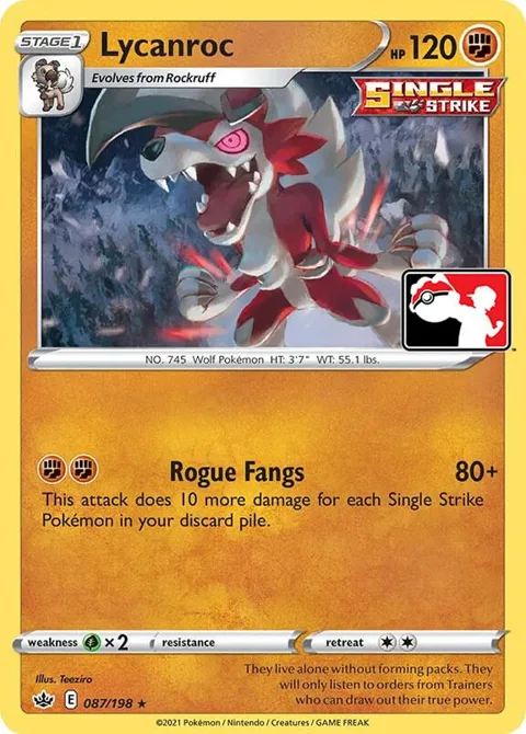 Lycanroc #087/198 Pokémon card from Prize Pack Series Cards