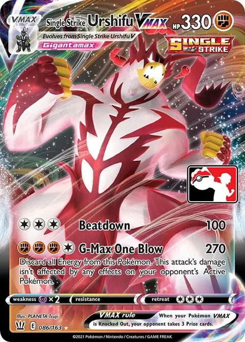 Single Strike Urshifu VMAX #086/163 Holofoil Pokémon card from Prize Pack Series Cards