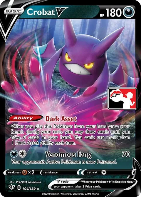 Crobat V #104/189 Holofoil Pokémon card from Prize Pack Series Cards