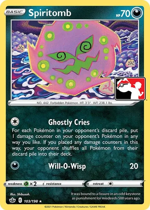Spiritomb #103/198 Holofoil Pokémon card from Prize Pack Series Cards