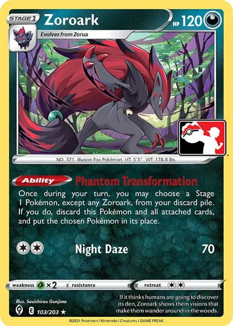 Zoroark #103/203 Pokémon card from Prize Pack Series Cards