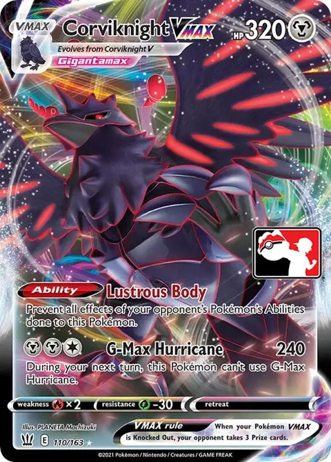 Corviknight VMAX #110/163 Holofoil Pokémon card from Prize Pack Series Cards