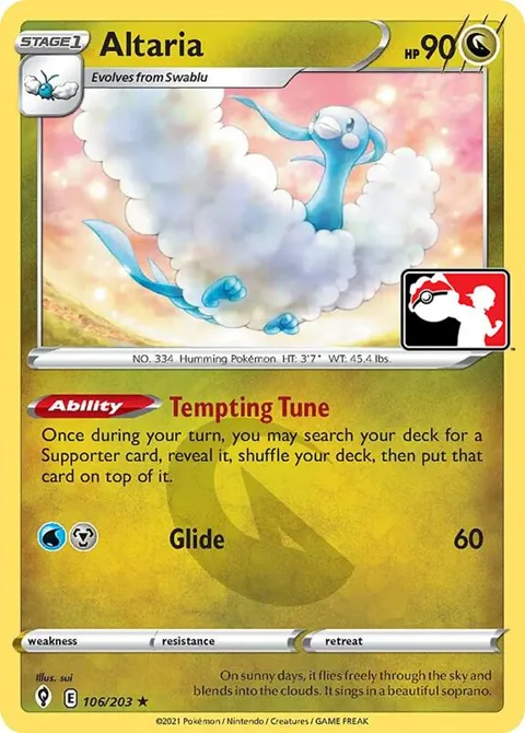 Altaria #106/203 Pokémon card from Prize Pack Series Cards