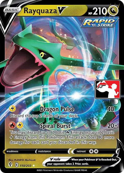 Rayquaza V #110/203 Holofoil Pokémon card from Prize Pack Series Cards