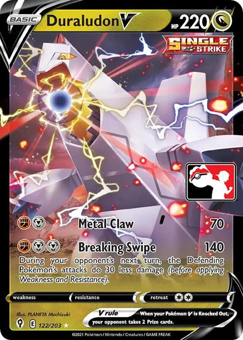 Duraludon V #122/203 Holofoil Pokémon card from Prize Pack Series Cards