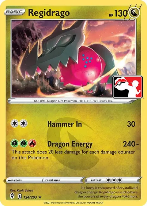 Regidrago #124/203 Pokémon card from Prize Pack Series Cards