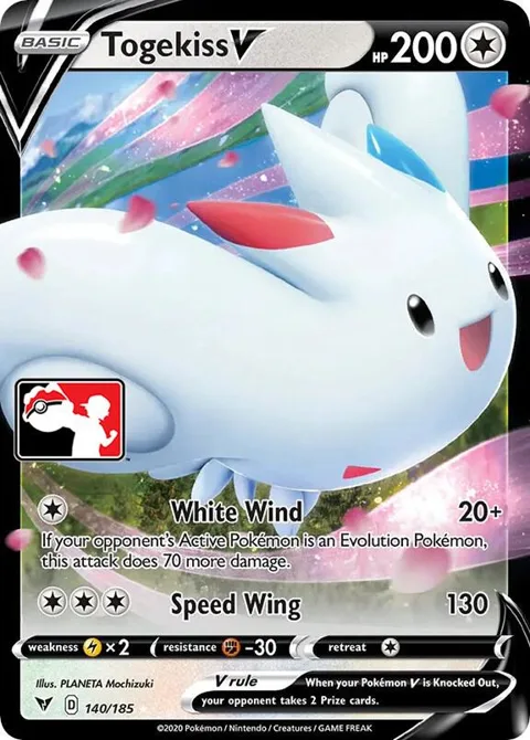 Togekiss V #140/185 Holofoil Pokémon card from Prize Pack Series Cards
