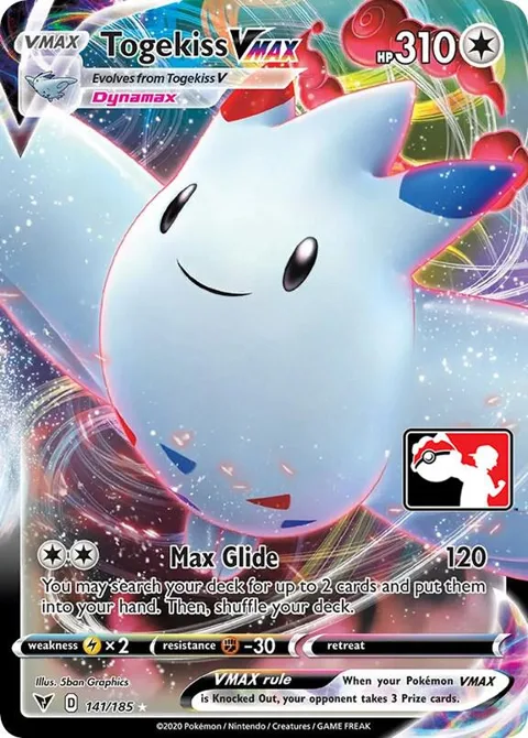 Togekiss VMAX #141/185 Holofoil Pokémon card from Prize Pack Series Cards
