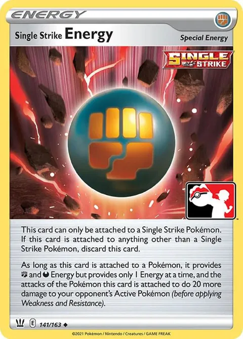 Single Strike Energy #141/163 Holofoil Pokémon card from Prize Pack Series Cards
