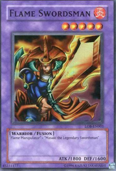 Flame Swordsman LOB-EN003 LOB-EN Unlimited Super Rare Yu-Gi-Oh card from Legend of Blue Eyes White Dragon (Worldwide English)