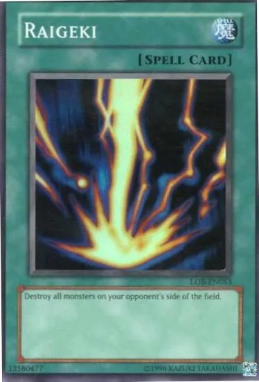 Raigeki LOB-EN053 LOB-EN Unlimited Super Rare Yu-Gi-Oh card from Legend of Blue Eyes White Dragon (Worldwide English)