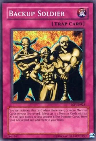 Backup Soldier PSV-EN028 PSV-EN Unlimited Super Rare Yu-Gi-Oh card from Pharaoh's Servant (Worldwide English)