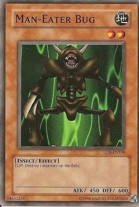 Man-Eater Bug LOB-EN108 LOB-EN Unlimited Super Rare Yu-Gi-Oh card from Legend of Blue Eyes White Dragon (Worldwide English)