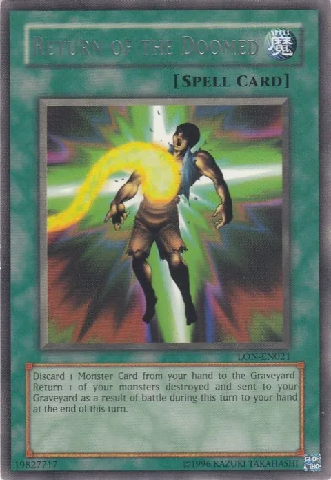 Return of the Doomed LON-EN021 Yu-Gi-Oh card from Labyrinth of Nightmare (Worldwide English)