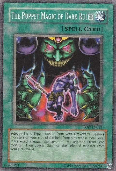 The Puppet Magic of Dark Ruler LOD-EN013 Yu-Gi-Oh card from Legacy of Darkness (Worldwide English)