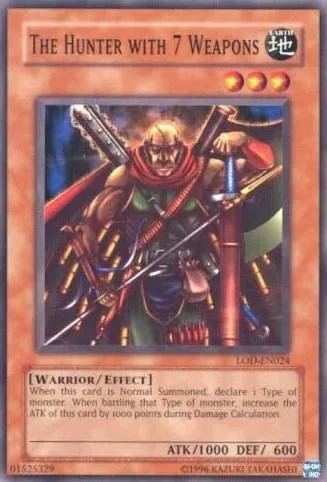 The Hunter with 7 Weapons LOD-EN024 Yu-Gi-Oh card from Legacy of Darkness (Worldwide English)