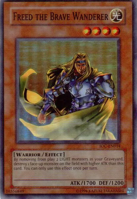 Freed the Brave Wanderer IOC-EN014 IOC-EN Unlimited Super Rare Yu-Gi-Oh card from Invasion of Chaos (Worldwide English)