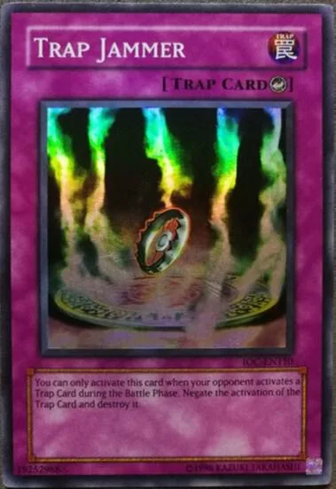 Trap Jammer IOC-EN110 IOC-EN Unlimited Super Rare Yu-Gi-Oh card from Invasion of Chaos (Worldwide English)