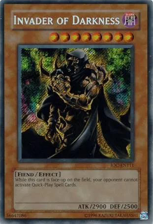 Invader of Darkness IOC-EN111 IOC-EN Unlimited Secret Rare Yu-Gi-Oh card from Invasion of Chaos (Worldwide English)