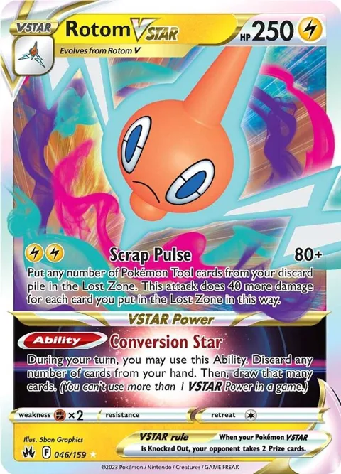 Rotom VSTAR #046/159 Holofoil Pokémon card from Crown Zenith