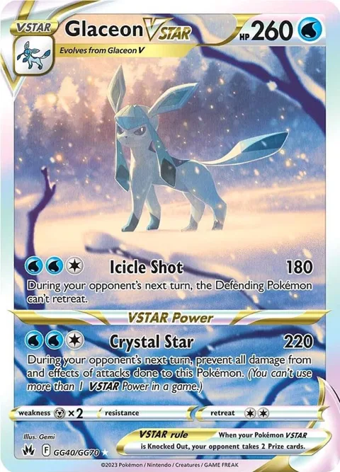 Glaceon VSTAR #GG40/GG70 Holofoil Pokémon card from Crown Zenith: Galarian Gallery