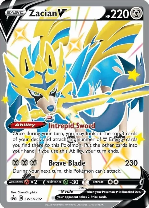 Zacian V Shiny #SWSH292 Holofoil Pokémon card from Sword & Shield Promo Cards