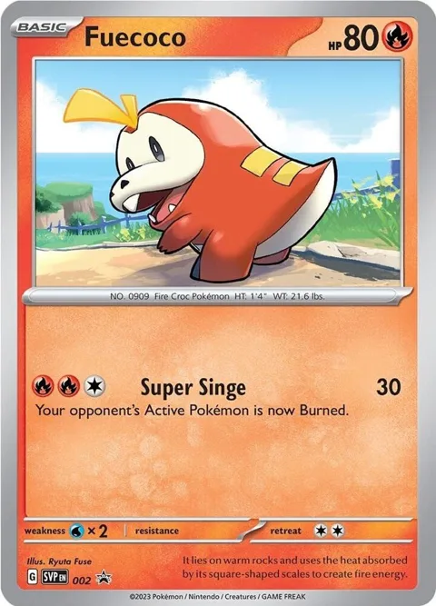 Fuecoco #002 Holofoil Pokémon card from Scarlet & Violet Promo Cards
