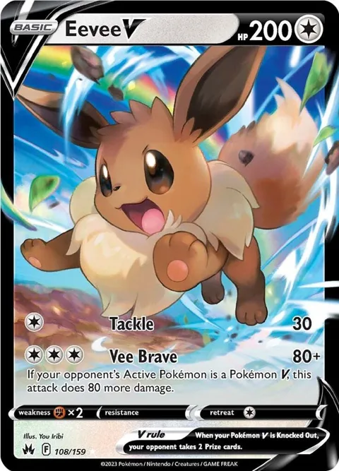 Eevee V #108/159 Holofoil Pokémon card from Crown Zenith