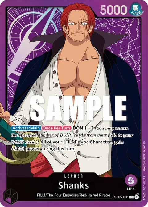 Shanks ST05-001 One Piece card from Starter Deck 5: Film Edition